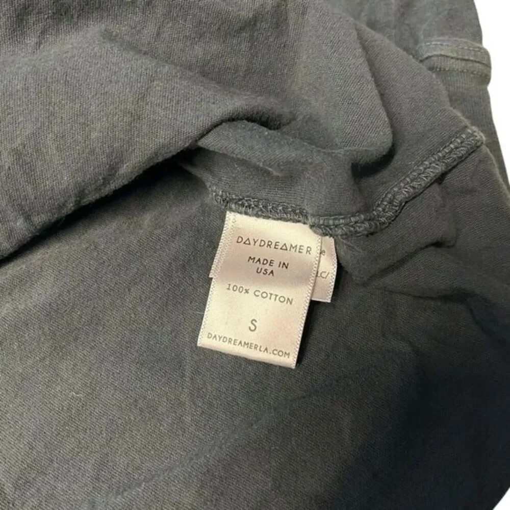 Free People Daydreamer Size S AC/DC Long Sleeve Graphic Tee Charcoal Black‎ Boxy